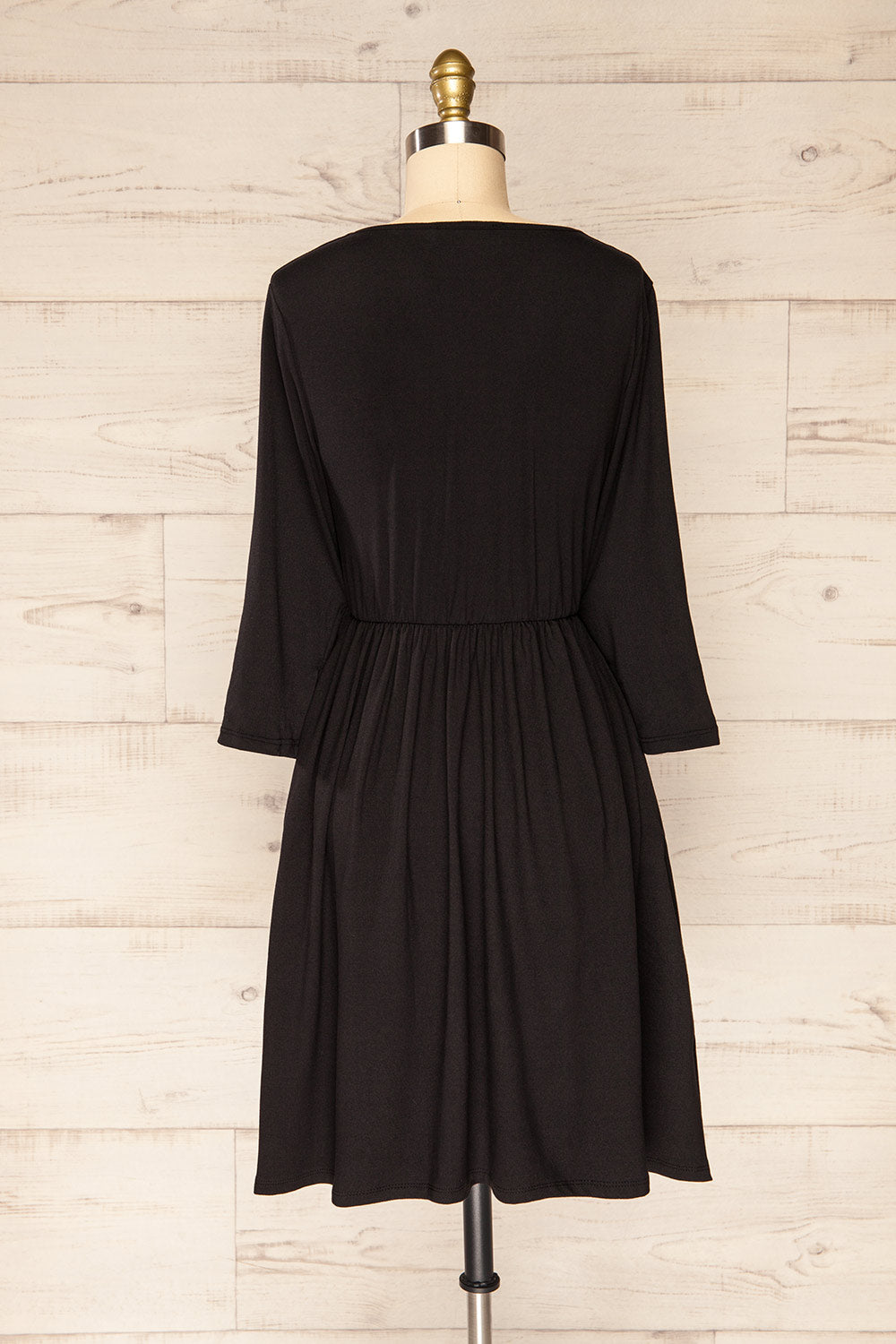 Hemili Black Wrap Neckline Short Dress | La petite garçonne back view 