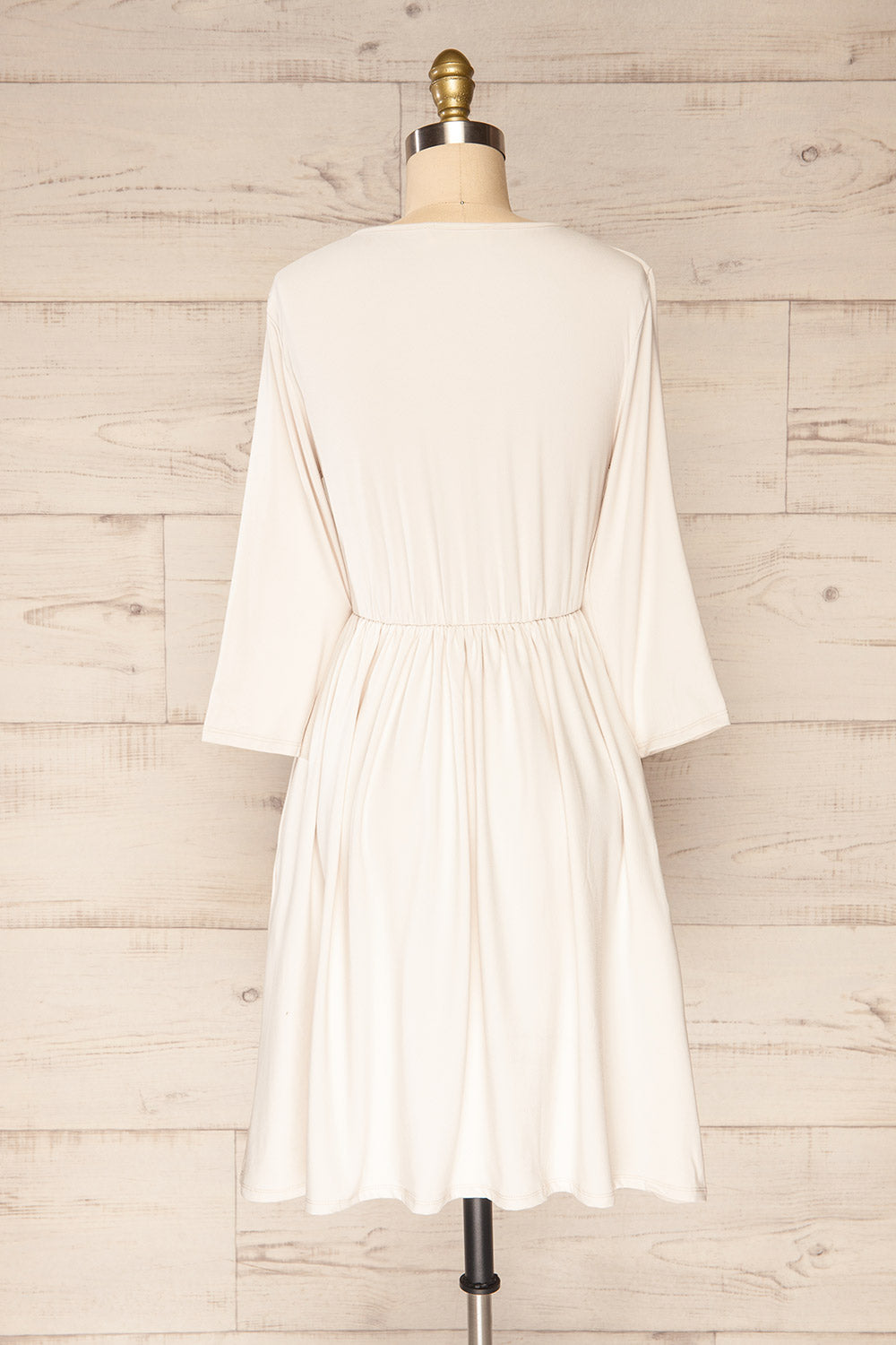 Hemili Cream Wrap Neckline Short Dress | La petite garçonne back view