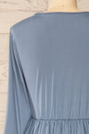 Hemili Dark Blue Wrap Neckline Short Dress | La petite garçonne back close-up