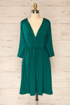 Hemili Emerald Green Wrap Neckline Short Dress | La petite garçonne