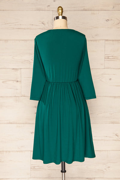 Hemili Emerald Green Wrap Neckline Short Dress | La petite garçonne back view