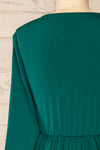 Hemili Emerald Green Wrap Neckline Short Dress | La petite garçonne back close-up