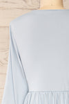 Hemili Light Blue Wrap Neckline Short Dress | La petite garçonne back close-up