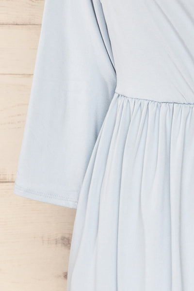Hemili Light Blue Wrap Neckline Short Dress | La petite garçonne sleeve