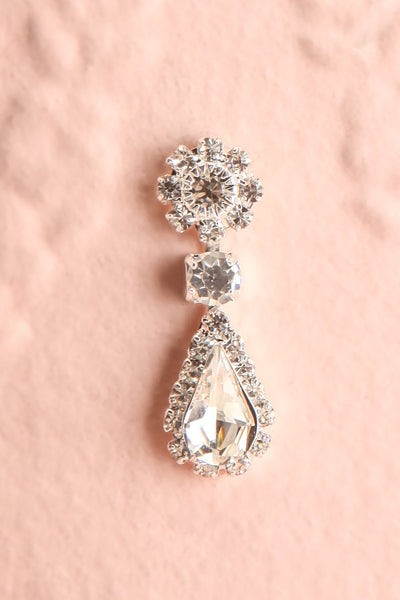 Henata Silver Pendant Earrings w/ Cristal | Boutique 1861 close-up