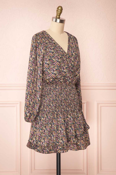 Henley Colouful Floral Short Dress | La petite garçonne side view