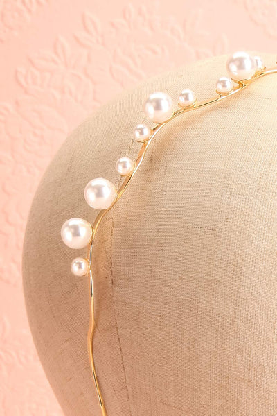 Henrianne Golden Headband with Pearl Ornamentation close-up | Boudoir 1861
