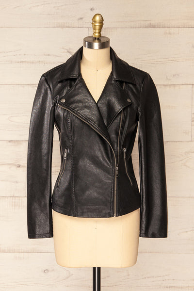 Heraklion Black Faux-Leather Jacket | La petite garçonne open view