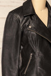 Heraklion Black Faux-Leather Jacket | La petite garçonne side close-up