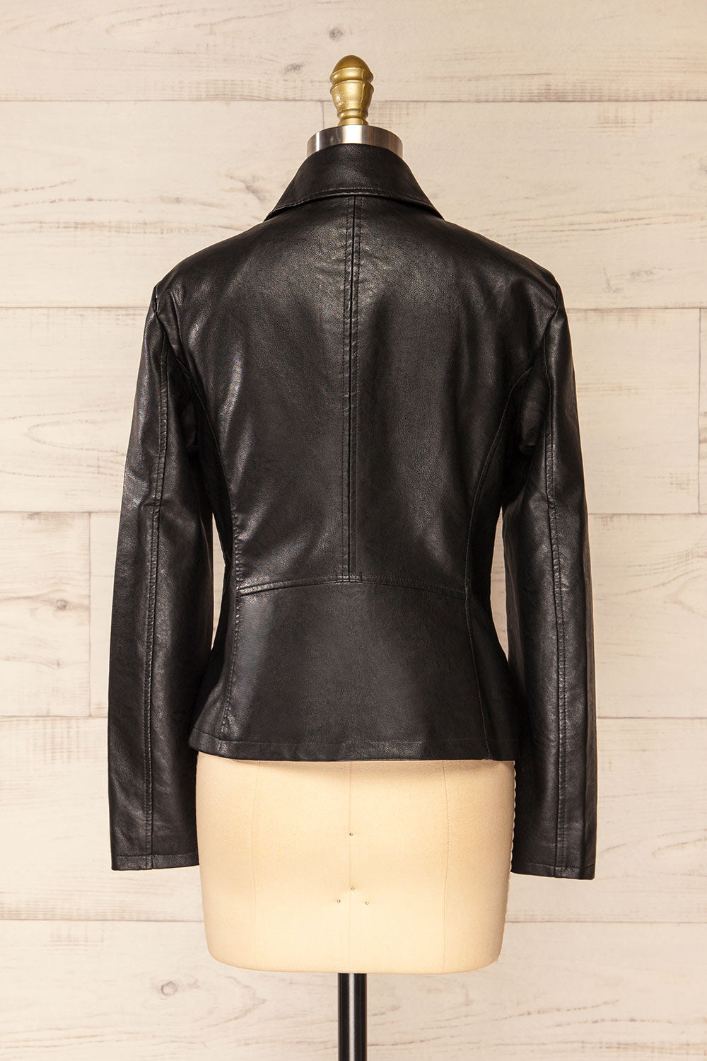 Heraklion Black Faux-Leather Jacket | La petite garçonne back view 