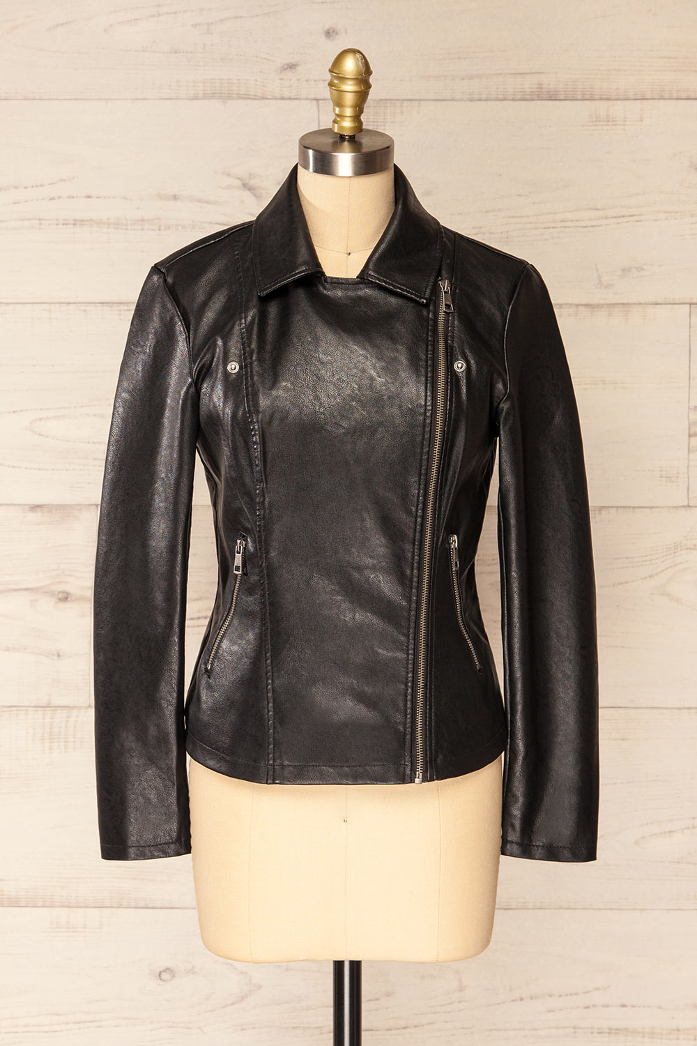 Heraklion Black Faux-Leather Jacket | La petite garçonne view