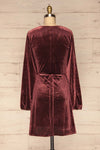 Herleen Bourgogne Red Pattern Velvet Wrap Dress | La Petite Garçonne back view