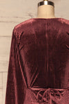Herleen Bourgogne Red Pattern Velvet Wrap Dress | La Petite Garçonne back close-up