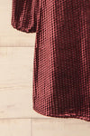 Herleen Bourgogne Red Pattern Velvet Wrap Dress | La Petite Garçonne bottom close-up
