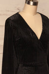 Herleen Noir Black Pattern Velvet Wrap Dress | La Petite Garçonne side close-up