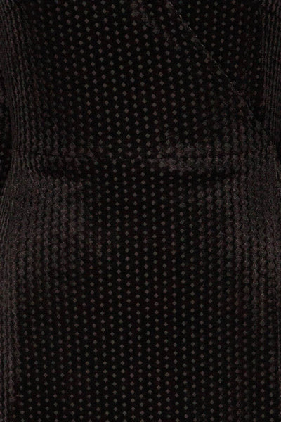 Herleen Noir Black Pattern Velvet Wrap Dress | La Petite Garçonne fabric detail