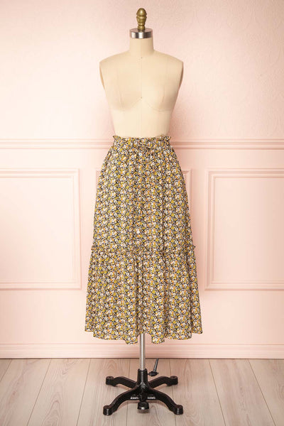 Herma Yellow Floral Patterned Midi Skirt | Boutique 1861 front view