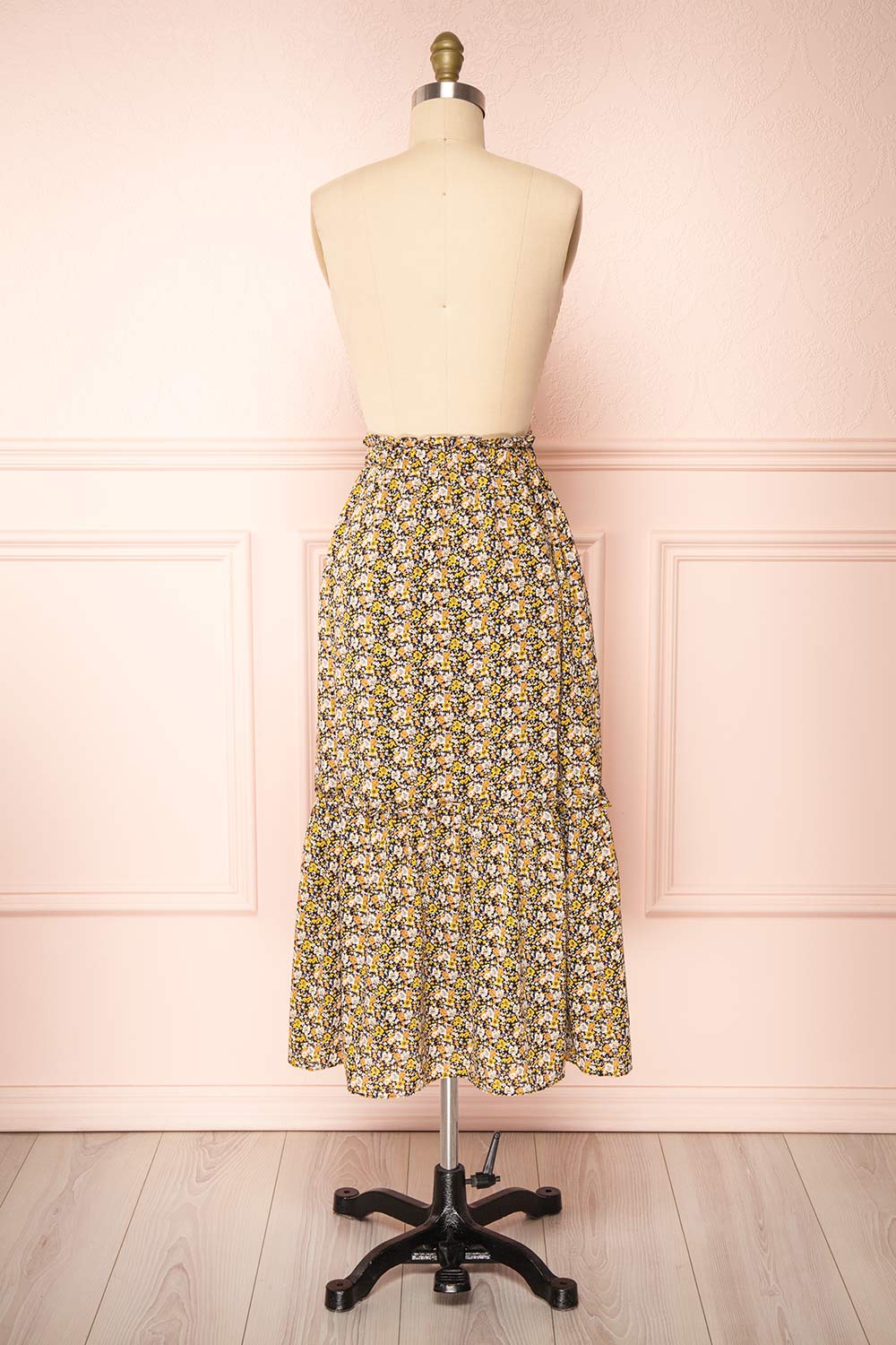 Herma Yellow Floral Patterned Midi Skirt | Boutique 1861 back view