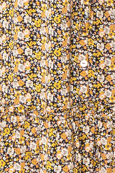 Herma Yellow Floral Patterned Midi Skirt | Boutique 1861 fabric