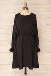 Hermanas Black Short A-line Dress w/ Long Sleeves | La petite garçonne front view