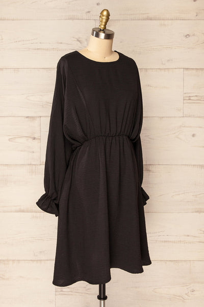Hermanas Black Short A-line Dress w/ Long Sleeves | La petite garçonne side view