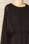 Hermanas Black Short A-line Dress w/ Long Sleeves | La petite garçonne side close-up