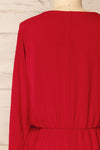 Hermanas Red Short A-line Dress w/ Long Sleeves | La petite garçonne back close-up