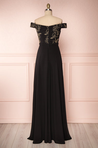 Hermeline Black Maxi Dress with Slit| | Boutique 1861 back view