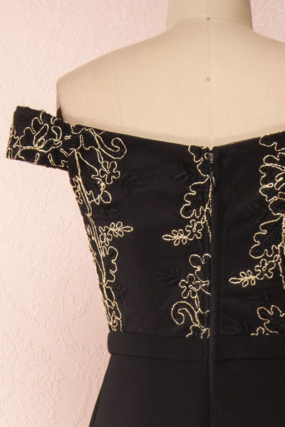 Hermeline Black Maxi Dress with Slit| | Boutique 1861 back close-up