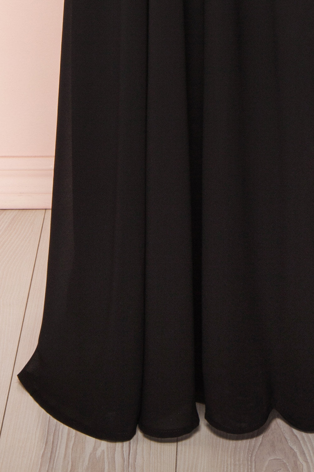 Hermeline Black Maxi Dress with Slit| | Boutique 1861 bottom close-up