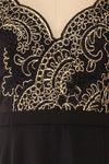 Hermeline Black Maxi Dress with Slit| | Boutique 1861 fabric detail