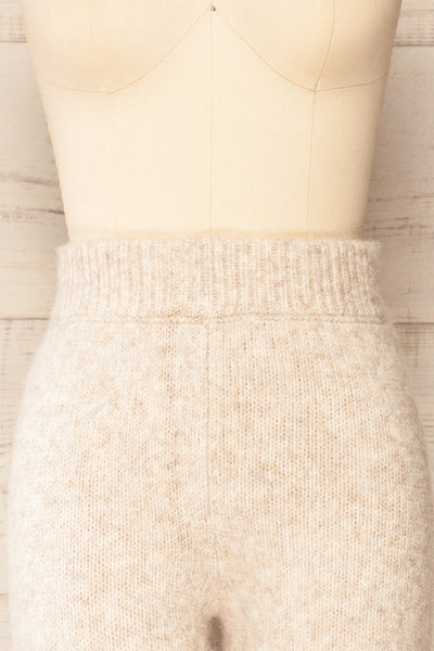 Herneuil Grey Soft Wool Knit Pants | La petite garçonne front close-up