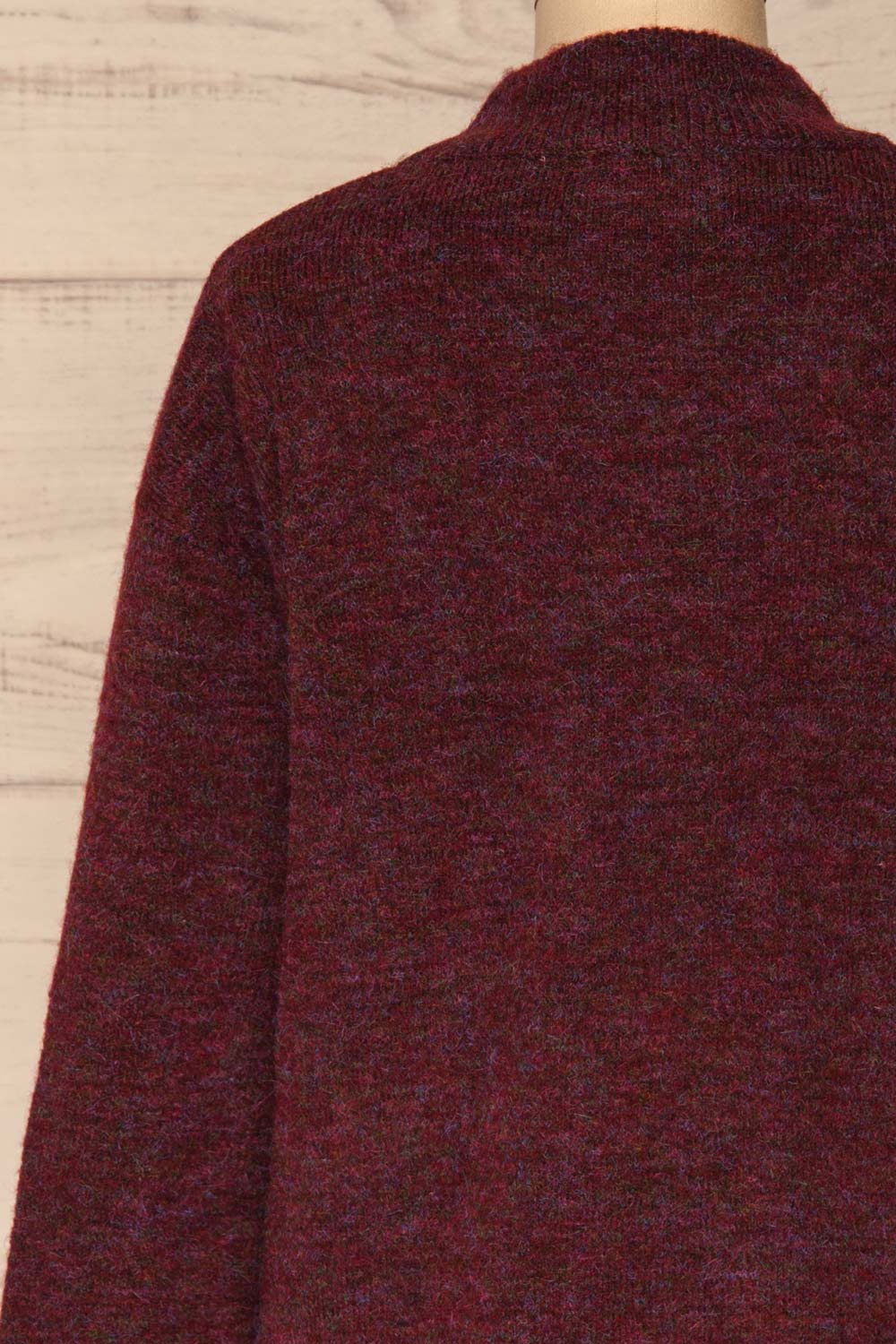 Herning Burgundy High-Neck Knit Sweater | Boutique 1861 back close-up