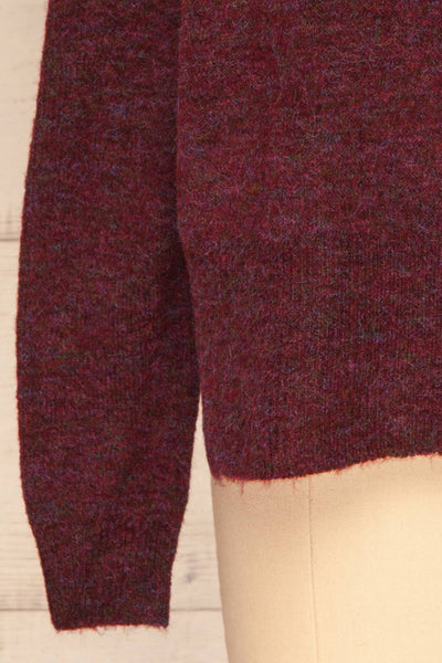 Herning Burgundy High-Neck Knit Sweater | Boutique 1861 bottom close-up