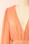 Herta Short V-Neck Dress w/ Puffy Sleeves | Boutique 1861 front close-up