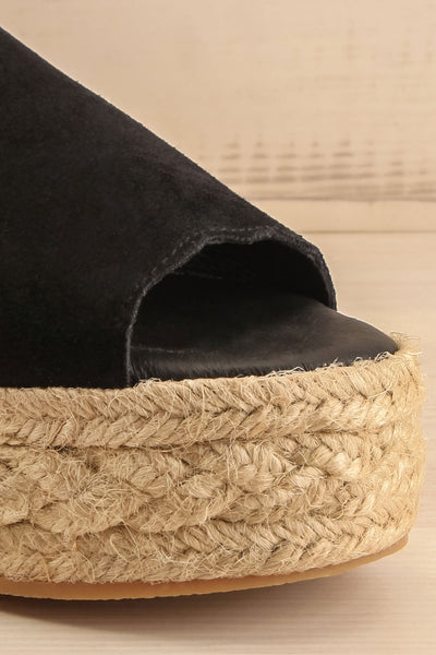 Hiba Black Cord Platform Slide Sandals | La petite garçonne front close-up