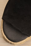 Hiba Black Cord Platform Slide Sandals | La petite garçonne flat close-up