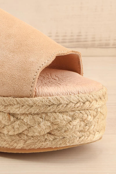 Hiba Sand Cord Platform Slide Sandals | La petite garçonne front close-up