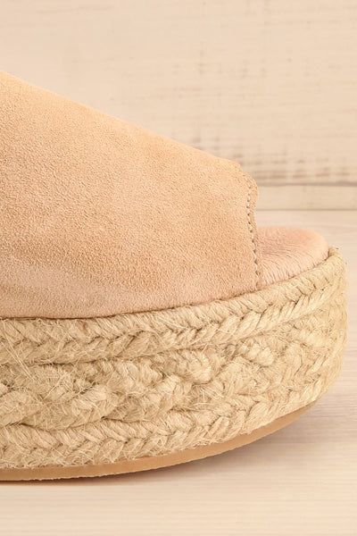 Hiba Sand Cord Platform Slide Sandals | La petite garçonne side front close-up