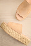 Hiba Sand Cord Platform Slide Sandals | La petite garçonne flat view