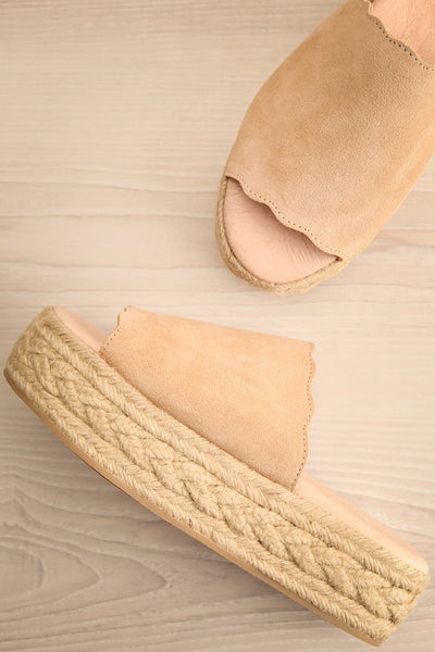Hiba Sand Cord Platform Slide Sandals | La petite garçonne flat view