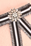 Hieracium Black & White Ribbon Bow & Crystal Brooch | Boutique 1861 2