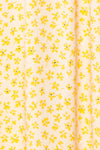 Hilda Yellow Short Sleeves Floral Dress With collar | Boutique 1861 fabric