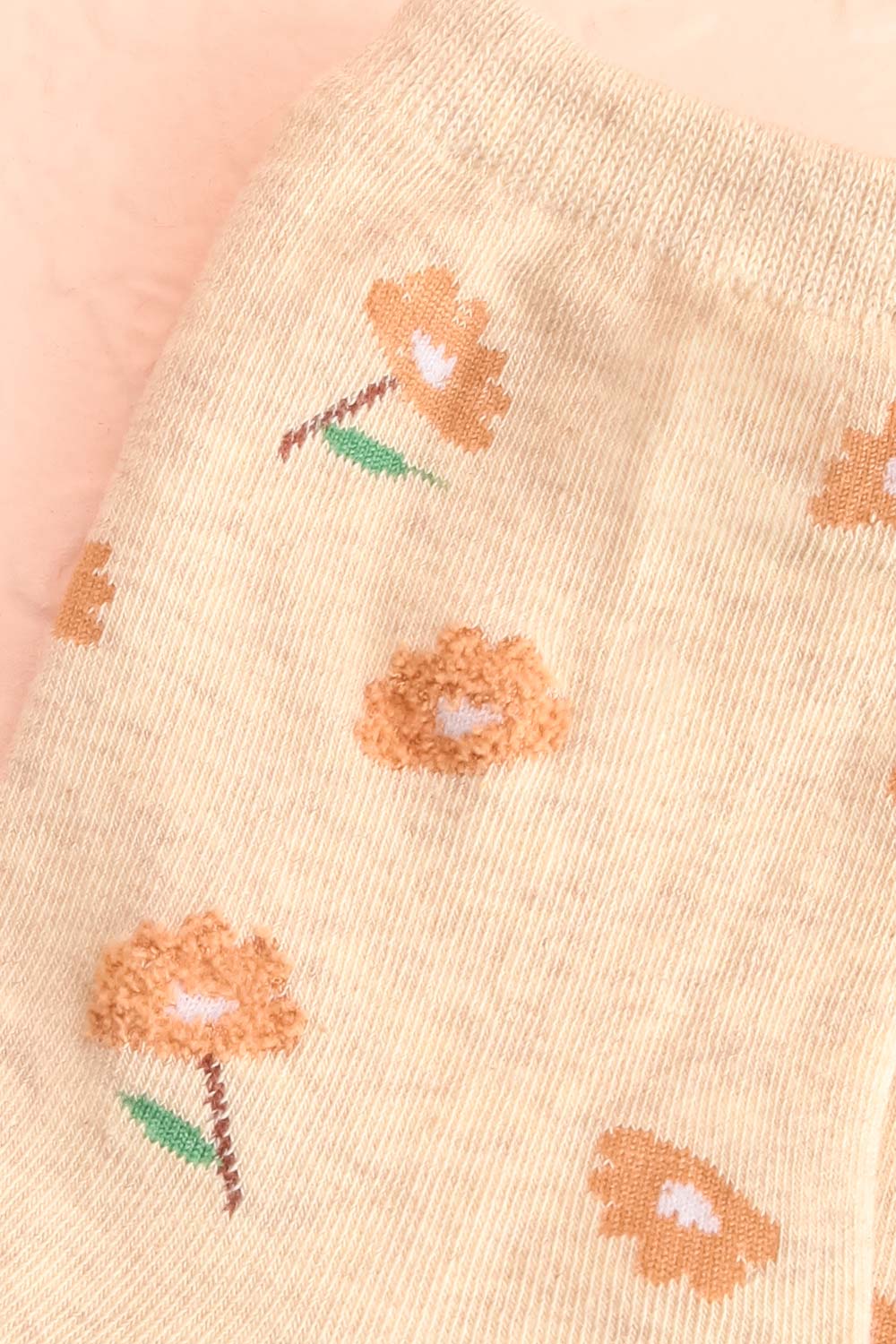 Hilde Beige Floral Crew Socks | Boutique 1861 close-up