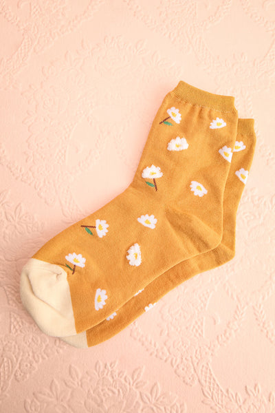 Hilde Yellow Floral Crew Socks | Boutique 1861