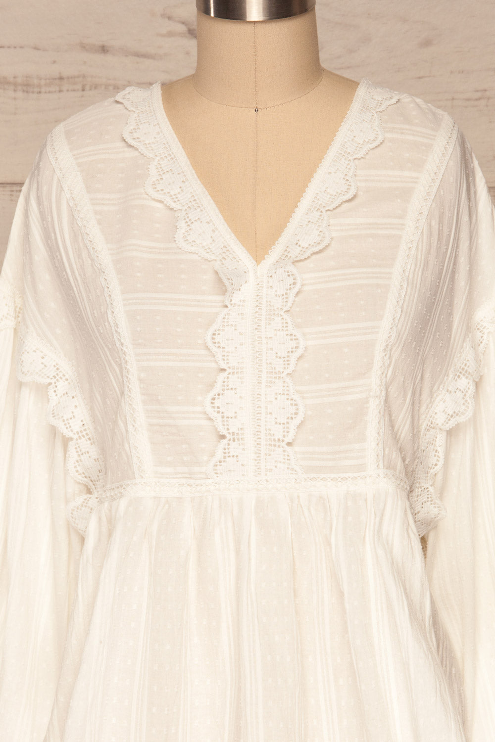 Hillerod White Blouse with Lace Details front close up | La Petite Garçonne