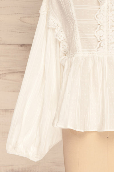 Hillerod White Blouse with Lace Details sleeve close up | La Petite Garçonne