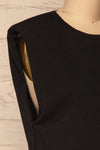 Himera Black Sleeveless Shoulder Padded Top | La petite garçonne side close-up