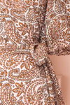 Hinata Paisley Short Wrap Dress | Boutique 1861 bow close-up