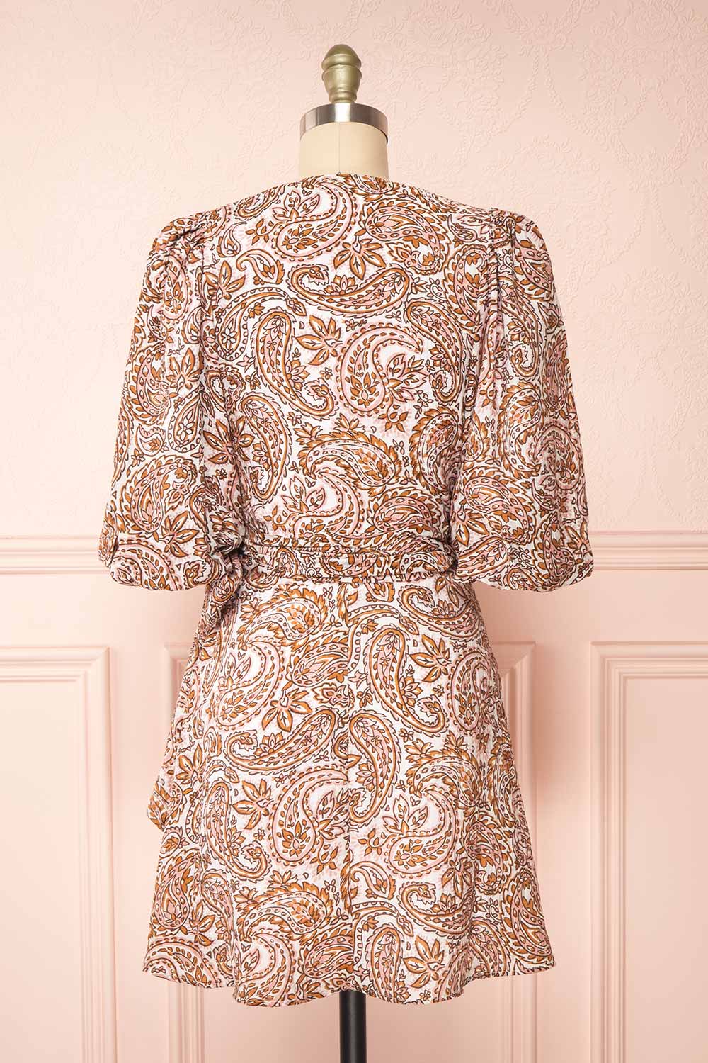 Hinata Paisley Short Wrap Dress | Boutique 1861 back view